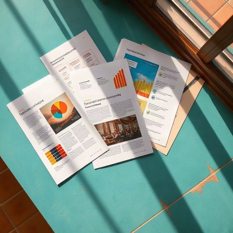 Artículos impresos de análisis de datos sobre una superficie teal